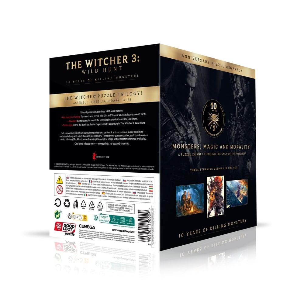 THE WITCHER 3 PUZZLE TRILOGY WILD HUNT 10 YEARS OF KILLING MONSTERS 1000 PEZZI PUZZLES 48X68CM GOOD LOOT
