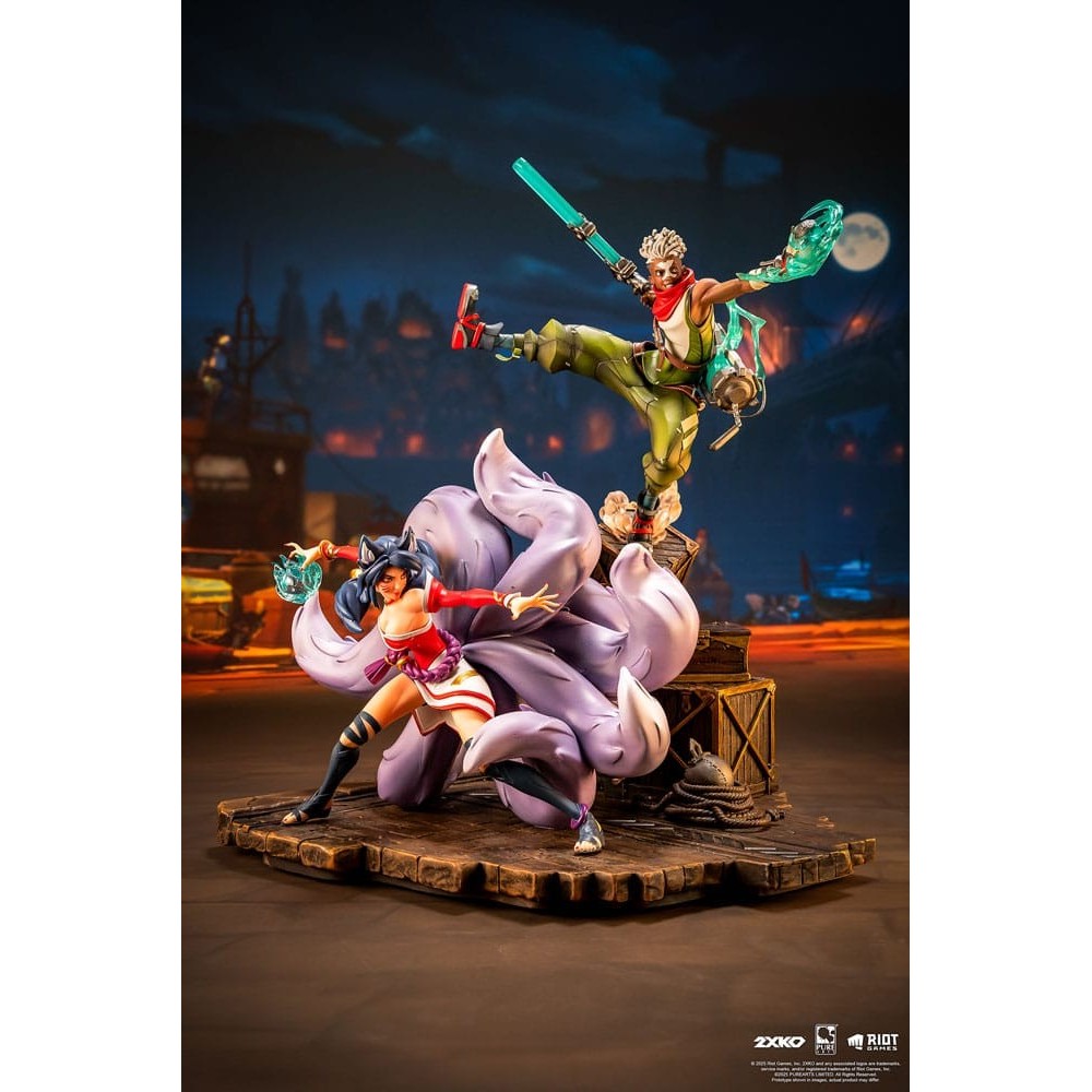 LEAGUE OF LEGENDS EKKO E AHRI 2XKO 1/10 STATUA DIORAMA PURE ARTS