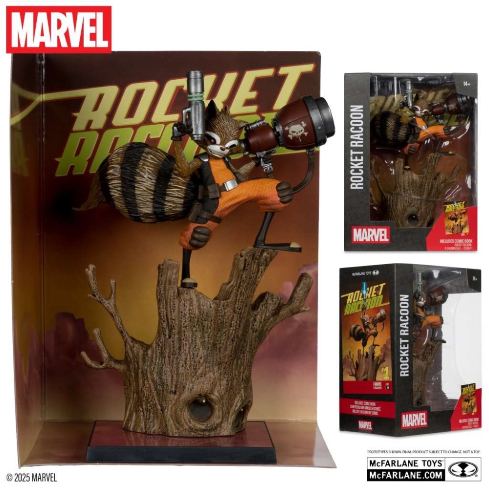 MC FARLANE MARVEL COLLECTION PVC STATUE ROCKET RACCOON (A CHASING TALE 1) 1/6 SCALE PVC STATUE FIGURE