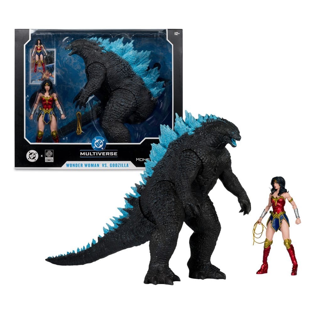 MC FARLANE DC JUSTICE LEAGUE MONSTERVERSE WONDER WOMAN VS ATOMIC BLAST GODZILLA 2-PACK PVC ACTION FIGURE