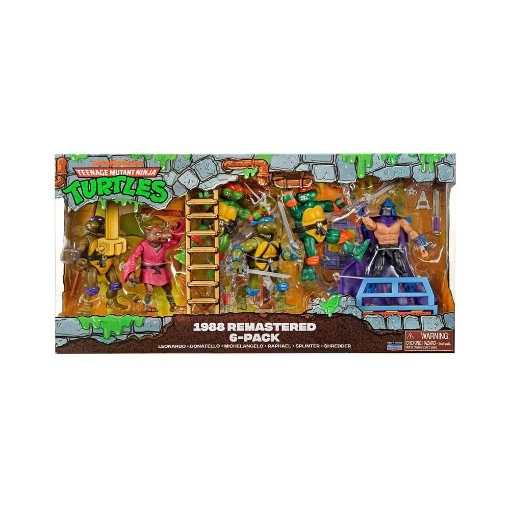 PLAYMATES TOYS TEENAGE MUTANT NINJA TURTLES 1988 REMASTERED 6-PACK ACTION FIGURES