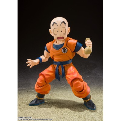 BANDAI DRAGON BALL Z KRILLIN EARTH'S STRONGEST MAN S.H. FIGUARTS REISSUE ACTION FIGURE