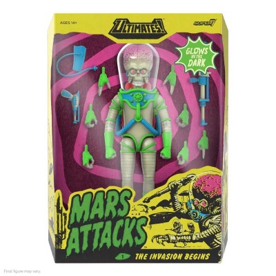 SUPER7 MARS ATTACKS ULTIMATES MARTIAN (THE INVASION BEGINS) GLOWING ACTION FIGURE