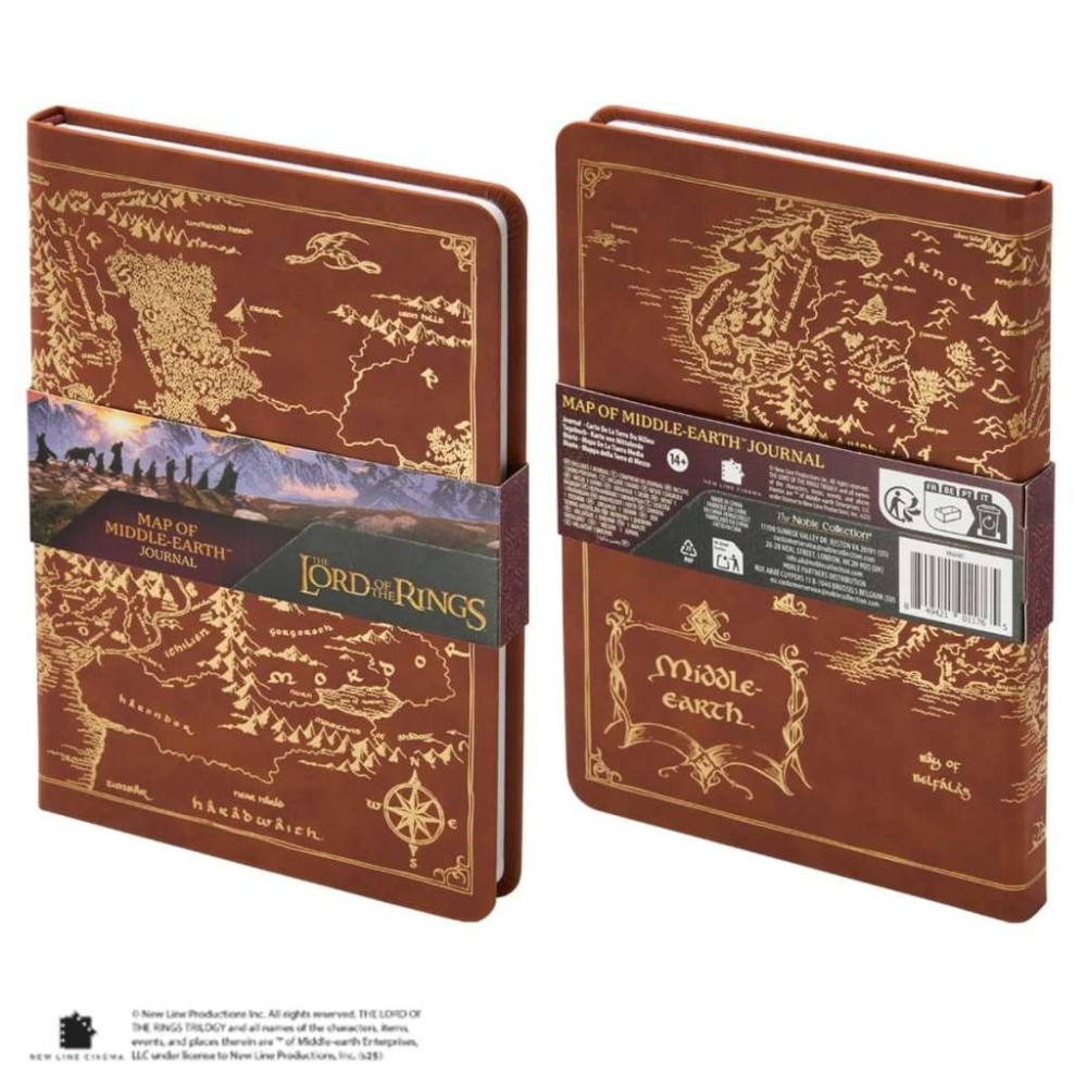 NOBLE COLLECTIONS THE LORD OF THE RINGS MAP OF THE MIDDLE EARTH JOURNAL