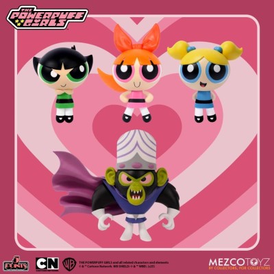 THE POWERPUFF GIRLS LE SUPERCHICCHE SET 5 POINTS ACTION FIGURE 4X SET MEZCO TOYS