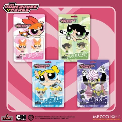 THE POWERPUFF GIRLS LE SUPERCHICCHE SET 5 POINTS ACTION FIGURE 4X SET MEZCO TOYS