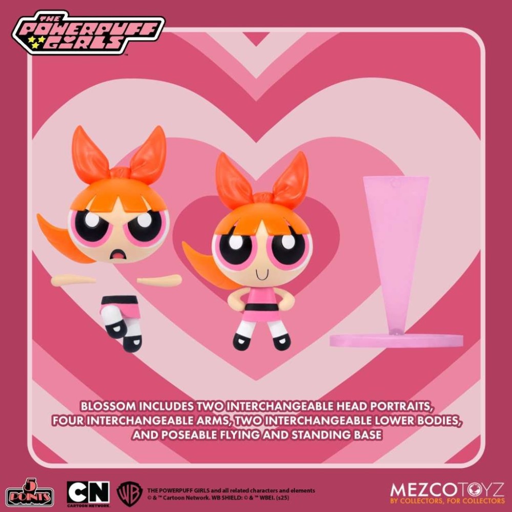 MEZCO TOYS THE POWERPUFF GIRLS SET 5 POINTS ACTION FIGURE 4X SET