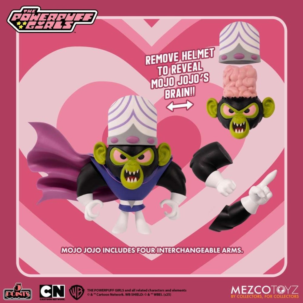 THE POWERPUFF GIRLS LE SUPERCHICCHE SET 5 POINTS ACTION FIGURE 4X SET MEZCO TOYS