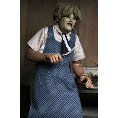 THE TEXAS CHAINSAW MASSACRE LEATHERFACE OLD LADY MASK CLOTHED ACTION FIGURE NECA