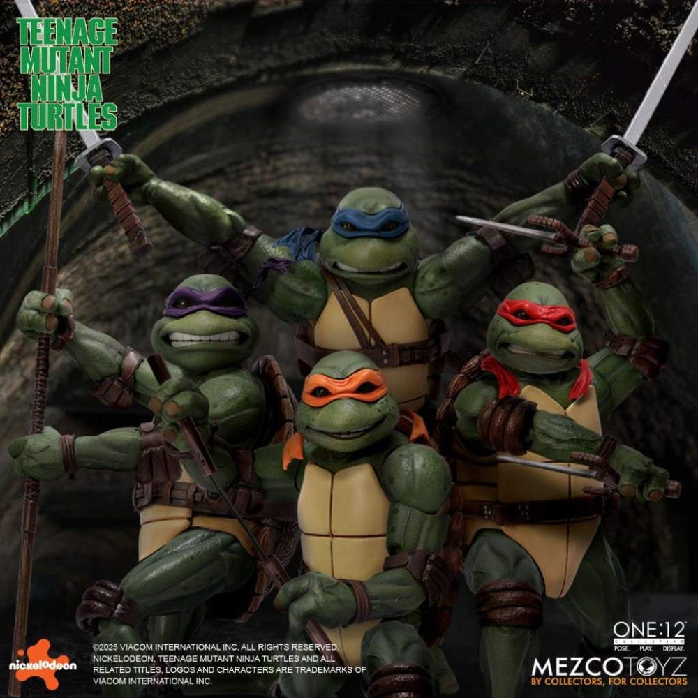 TEENAGE MUTANT NINJA TURTLES 1990 MOVIE SET 4X ONE:12 COLLECTIVE ACTION FIGURE MEZCO TOYS