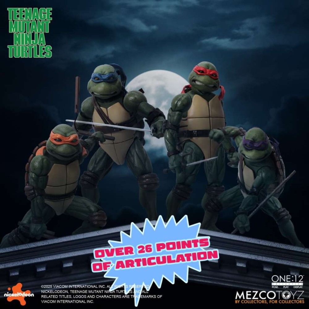 TEENAGE MUTANT NINJA TURTLES 1990 MOVIE SET 4X ONE:12 COLLECTIVE ACTION FIGURE MEZCO TOYS