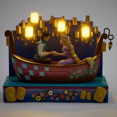 ENESCO TANGLED RAPUNZEL AND FLYNN ON BOAT STATUE FIGURE WITH LED