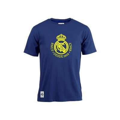 MAGLIA T SHIRT UFFICIALE REAL MADRID BLU LOGO GIALLO
