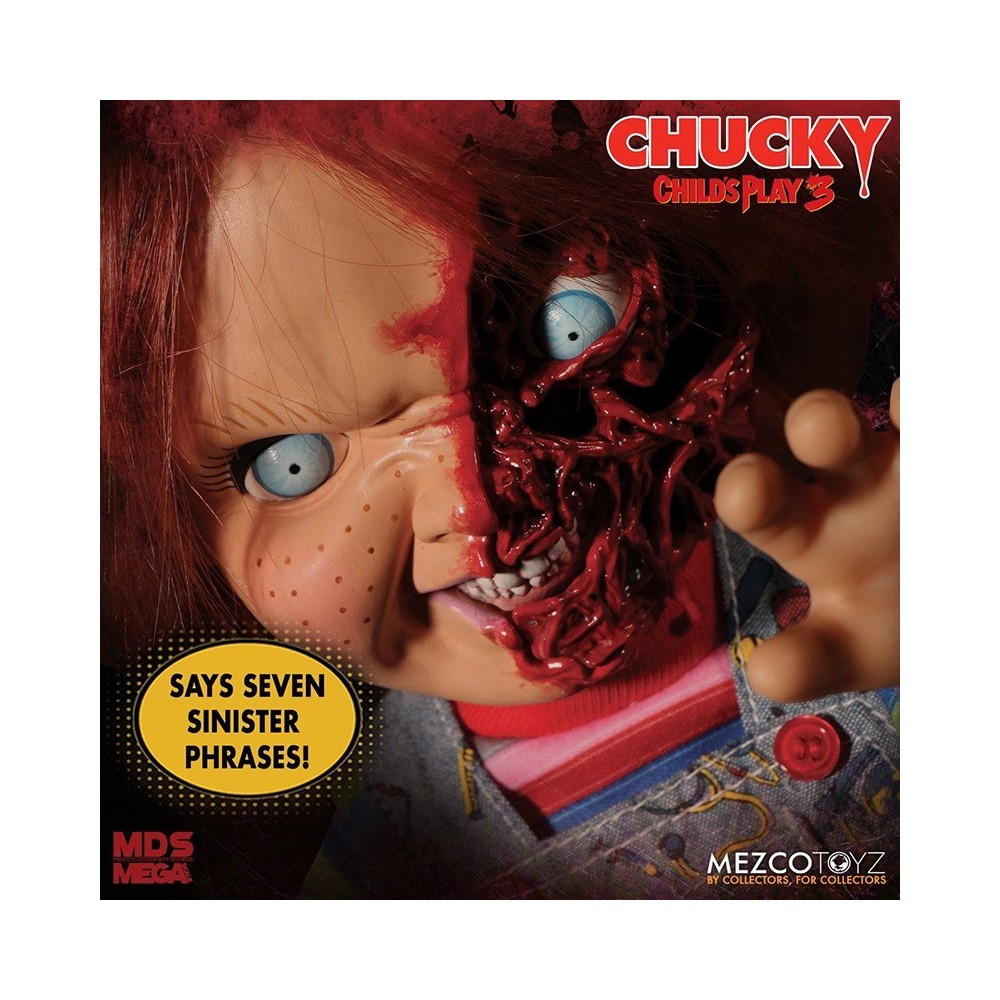 CHILD PLAY 3 PIZZA FACE CHUCKY TALKING ACTION FIGURE MEZCO TOYS