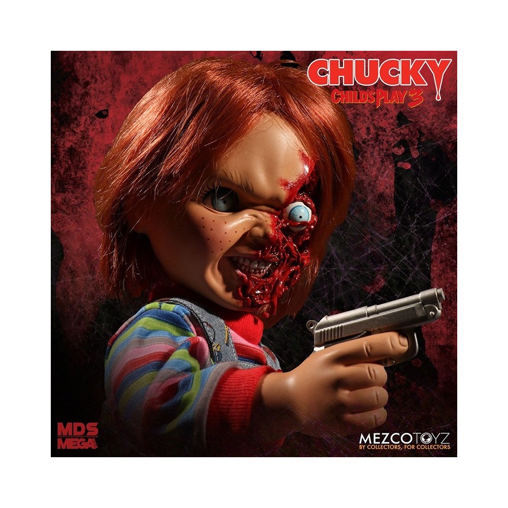 CHILD PLAY 3 PIZZA FACE CHUCKY TALKING ACTION FIGURE MEZCO TOYS