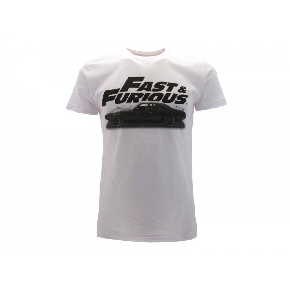 MAGLIA T SHIRT FAST AND FURIOUS LOGO CAR BIANCA