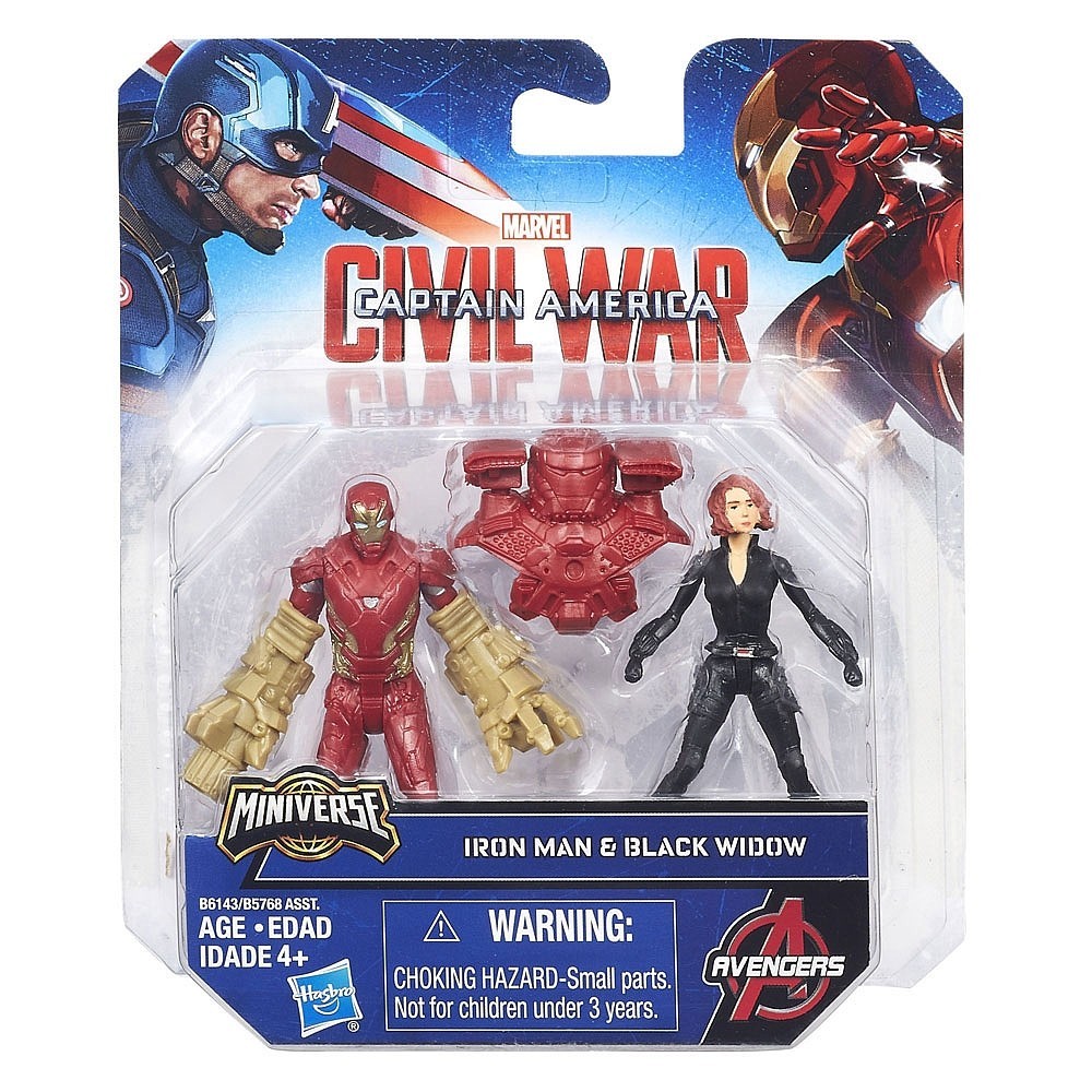 MARVEL MINIVERSE CIVIL WAR - IRON MAN VS BLACK WIDOW ACTION FIGURE HASBRO