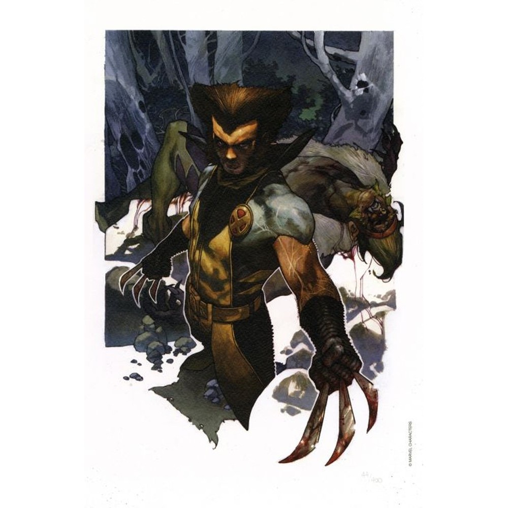 WOLVERINE AND SABERTOOTH LYTHOGRAPHY LITOGRAFIA BY SIMONE BIANCHI 43 X 33 CM