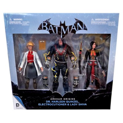 BATMAN ARKHAM ORIGINS HARLEEN QUINZEL ELECTROCUTIONER LADY SHIVA 3-PACK FIGURE DC COLLECTIBLES
