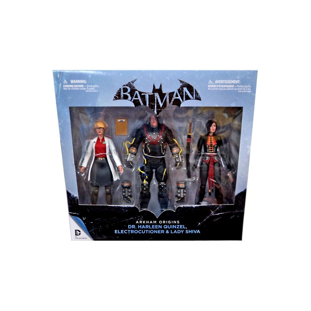 BATMAN ARKHAM ORIGINS HARLEEN QUINZEL ELECTROCUTIONER LADY SHIVA 3-PACK FIGURE DC COLLECTIBLES