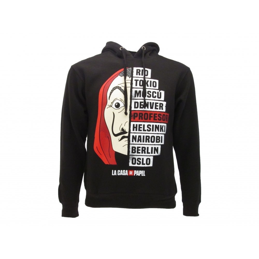 FELPA HOODIE LA CASA DE PAPEL LA CASA DI CARTA NOMI NERA