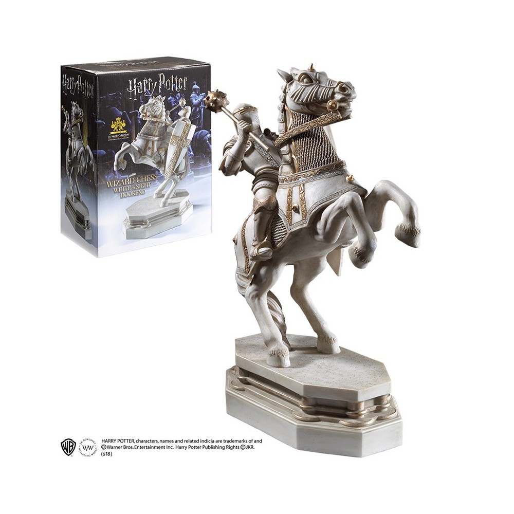 NOBLE COLLECTIONS HARRY POTTER - WIZARD CHESS WHITE KNIGHT BOOKEND FERMALIBRI IN RESINA