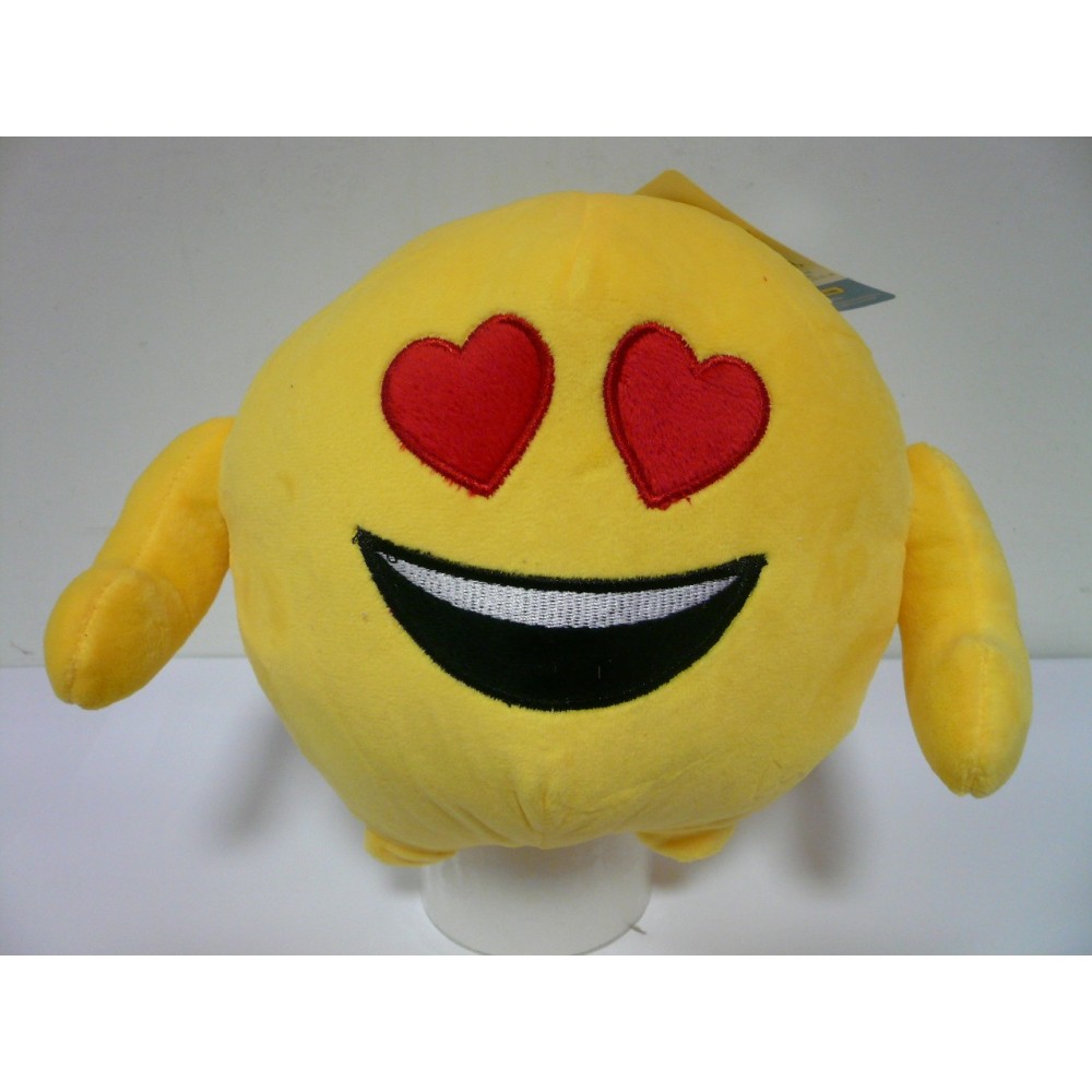 PUPAZZO PELUCHE EMOTICON IMOJI BALL CUORI 18CM