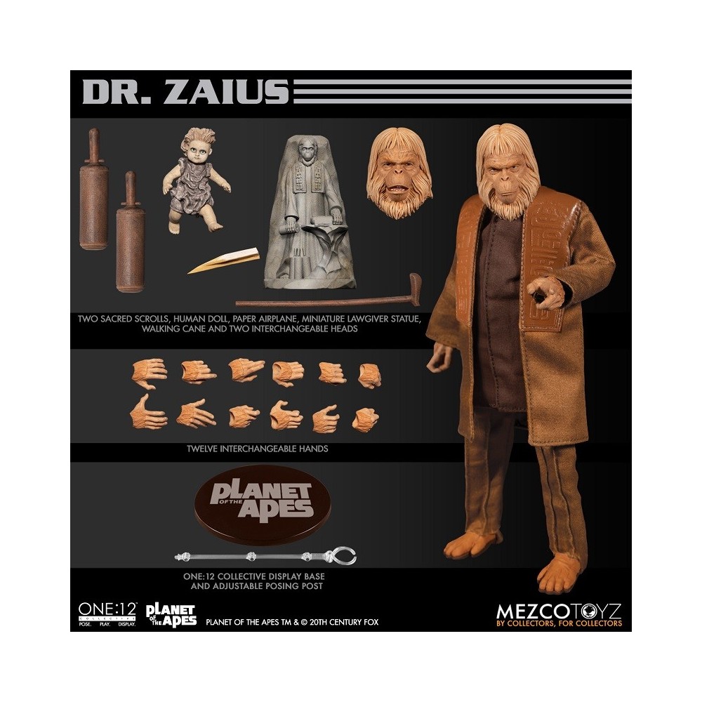 ONE:12 PLANET APES DR ZAIUS 1968 ACTION FIGURE MEZCO TOYS