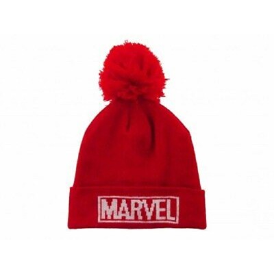BERRETTA BEANIE PON PON UFFICIALE MARVEL LOGO ROSSA