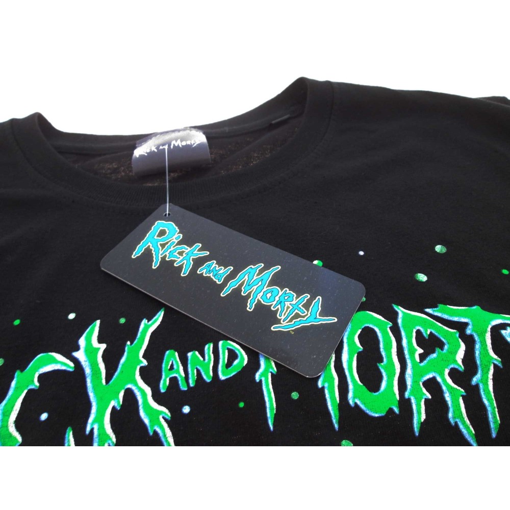 MAGLIA T SHIRT RICK AND MORTY NAVICELLA UFO NERA