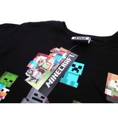 MAGLIA T SHIRT MINECRAFT PERSONAGGI NERA