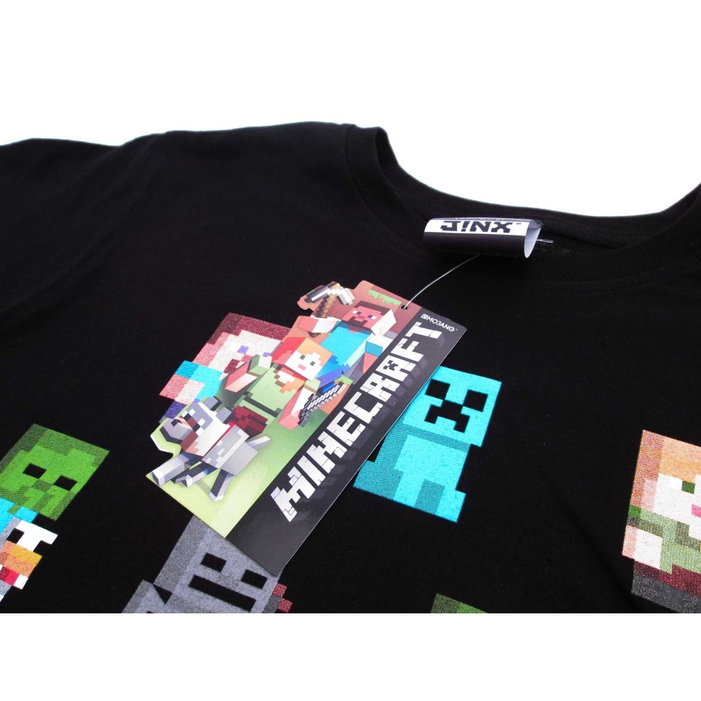 MAGLIA T SHIRT MINECRAFT PERSONAGGI NERA