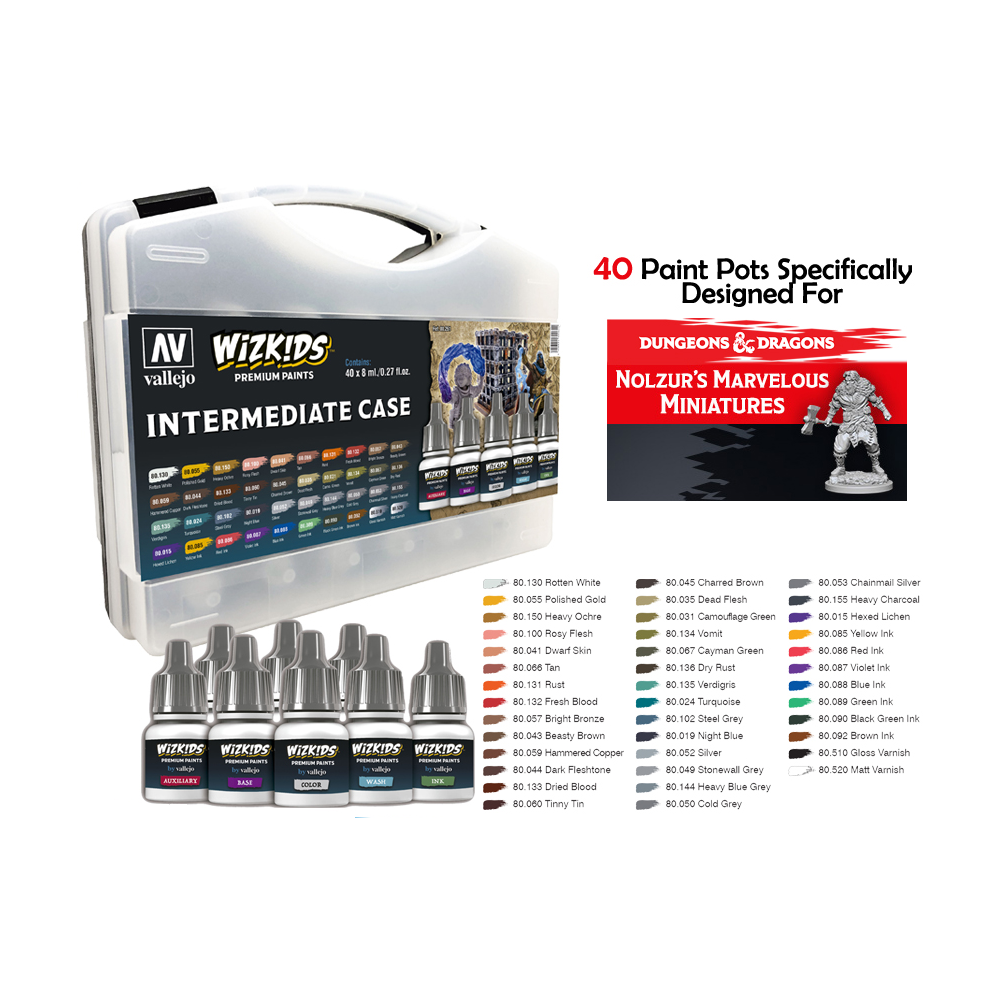 WIZKIDS PREMIUM PAINTS - INTERMEDIATE CASE SET COLORI PER MINIATURE WIZKIDS