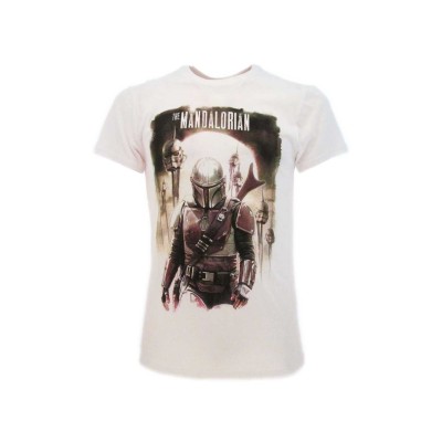 MAGLIA T SHIRT STAR WARS MANDALORIAN MANDA BIANCA