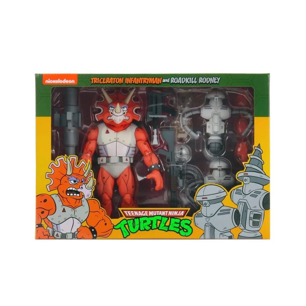 TEENAGE MUTANT NINJA TURTLES TRICERATON INFANTRYMAN AND ROADKILL RODNEY 3-PACK ACTION FIGURE NECA